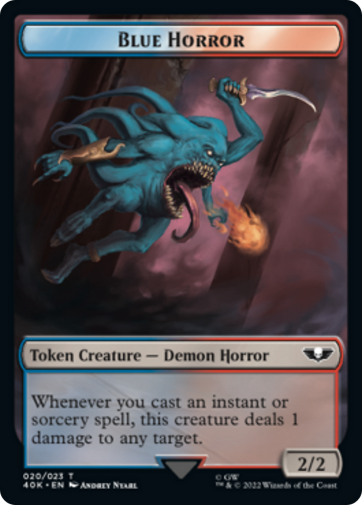 Spawn // Blue Horror Double-Sided Token [Warhammer 40,000 Tokens] Magic: The Gathering
