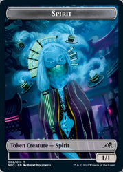 Spirit (002) // Human Monk Double-Sided Token [Kamigawa: Neon Dynasty Tokens] Magic: The Gathering