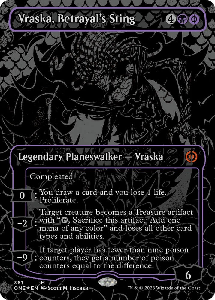 Vraska, Betrayal's Sting (Oil Slick Raised Foil) [Phyrexia: All Will Be One] Magic: The Gathering
