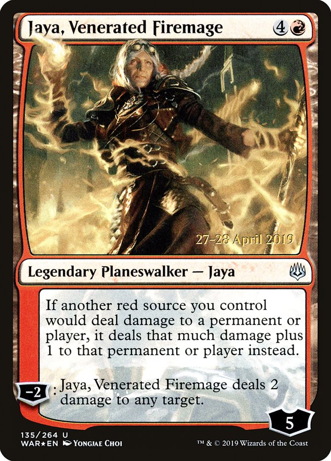 Jaya, Venerated Firemage [War of the Spark Prerelease Promos] Magic: The Gathering