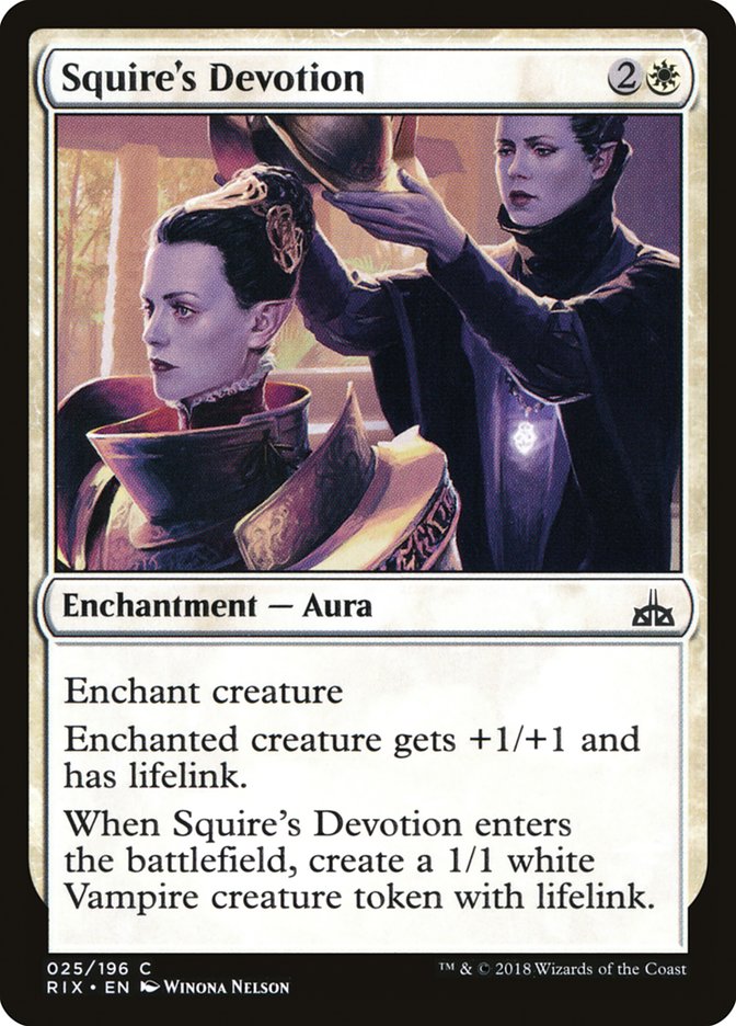 Squire's Devotion [Rivals of Ixalan] Magic: The Gathering