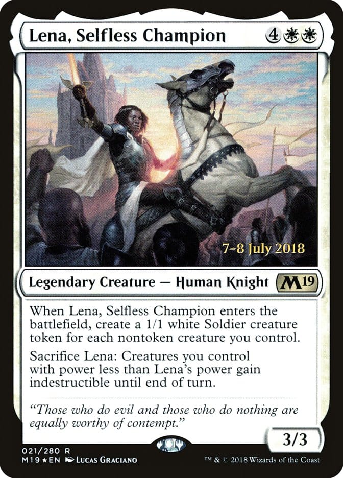 Lena, Selfless Champion [Core Set 2019 Prerelease Promos] Magic: The Gathering