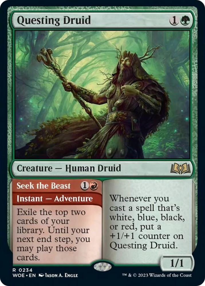 Questing Druid // Seek the Beast [Wilds of Eldraine] Magic: The Gathering