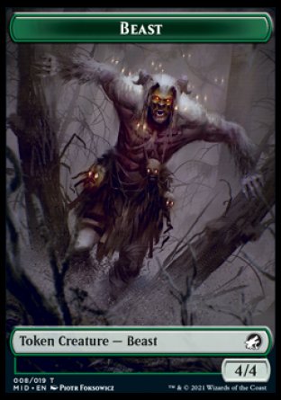 Human // Beast (008) Double-Sided Token [Innistrad: Midnight Hunt Tokens] Magic: The Gathering