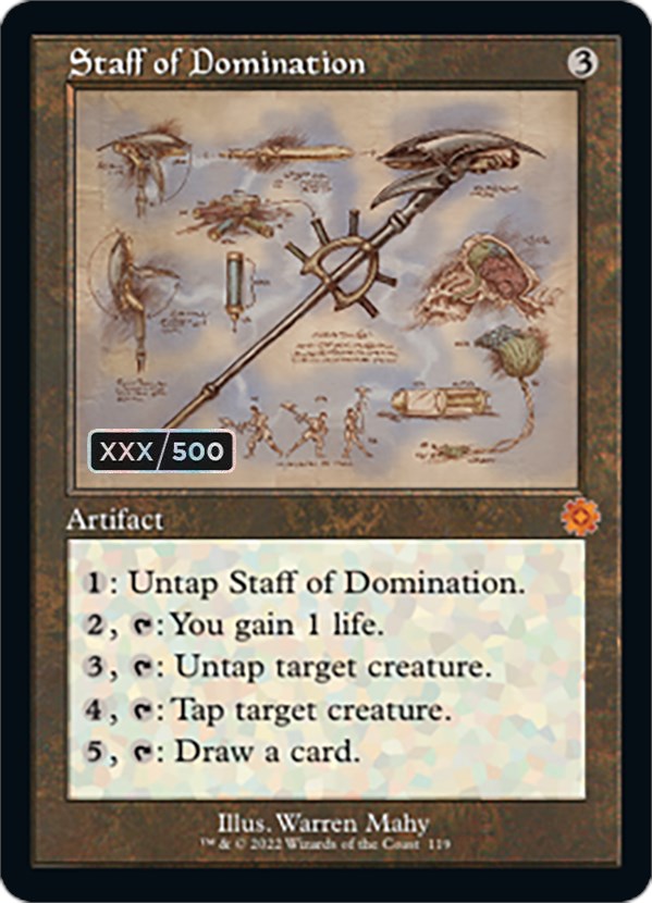 Staff of Domination (Retro Schematic) (Serialized) [The Brothers' War Retro Artifacts] Magic: The Gathering