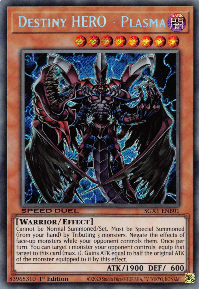 Destiny HERO - Plasma [SGX1-ENB01] Secret Rare - Yugioh Cards For Your TCG Needs!