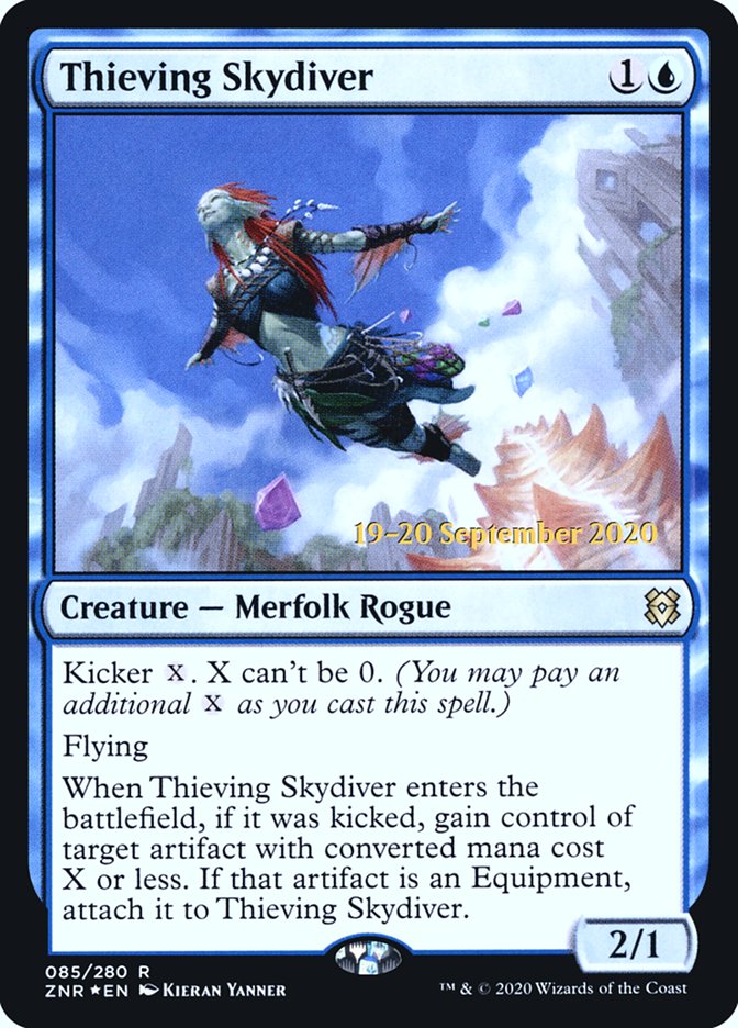 Thieving Skydiver [Zendikar Rising Prerelease Promos] Magic: The Gathering