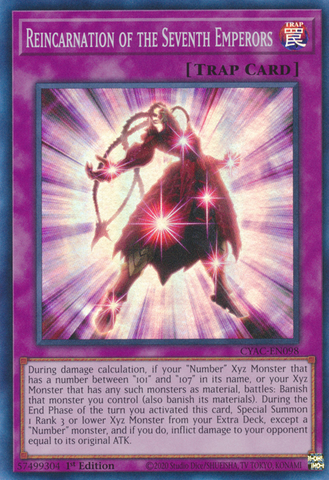 Reincarnation of the Seventh Emperors [CYAC-EN098] Super Rare - Yugioh Cards For Your TCG Needs!