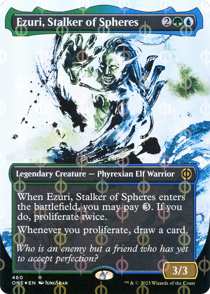 Ezuri, Stalker of Spheres (Borderless Ichor Step-and-Compleat Foil) [Phyrexia: All Will Be One] Magic: The Gathering