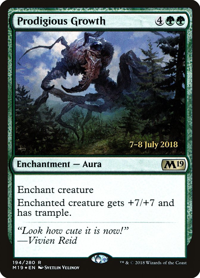 Prodigious Growth [Core Set 2019 Prerelease Promos] Magic: The Gathering