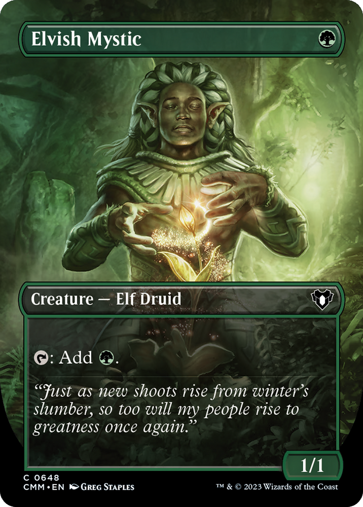 Elvish Mystic (Borderless Alternate Art) [Commander Masters] Magic: The Gathering