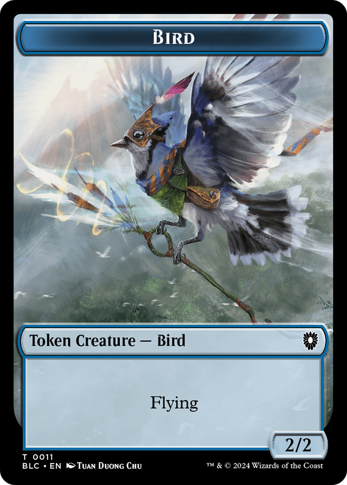 Bird (011) // Shark Double-Sided Token [Bloomburrow Commander Tokens] Magic: The Gathering