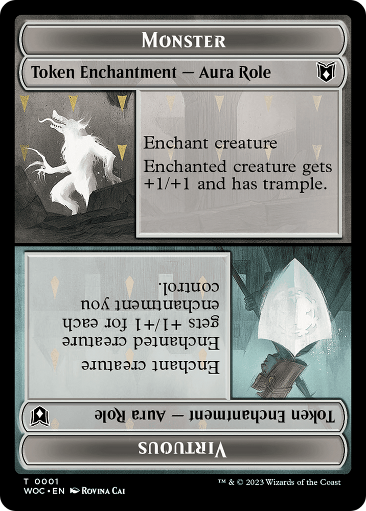 Copy // Monster Role / Virtuous Role Double-Sided Token [Wilds of Eldraine Commander Tokens] Magic: The Gathering
