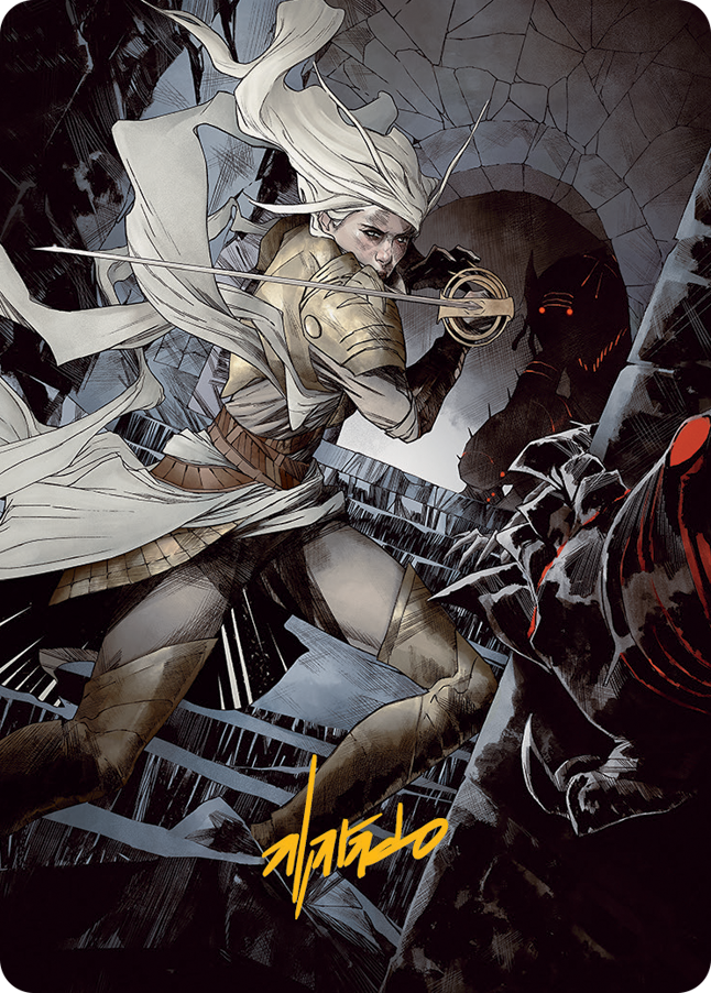 Thalia, Guardian of Thraben Art Card (Gold-Stamped Signature) [March of the Machine Art Series] Magic: The Gathering