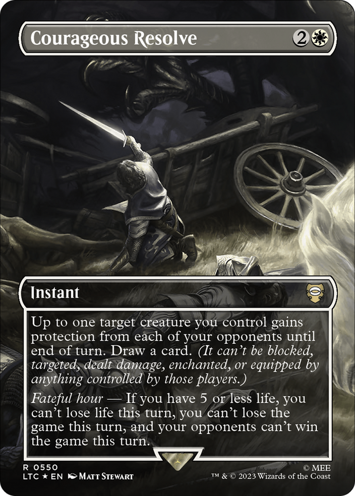 Courageous Resolve (Borderless) (Surge Foil) [The Lord of the Rings: Tales of Middle-Earth Commander] Magic: The Gathering