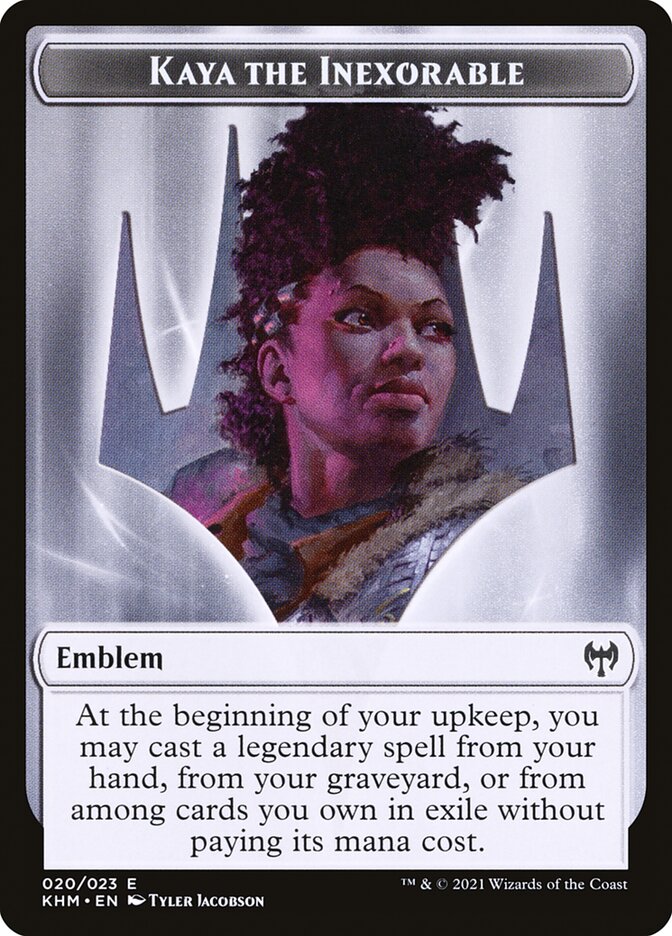 Human Warrior // Kaya, the Inexorable Emblem Double-Sided Token [Kaldheim Tokens] Magic: The Gathering