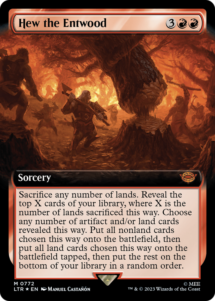 Hew the Entwood (Extended Art) (Surge Foil) [The Lord of the Rings: Tales of Middle-Earth] Magic: The Gathering