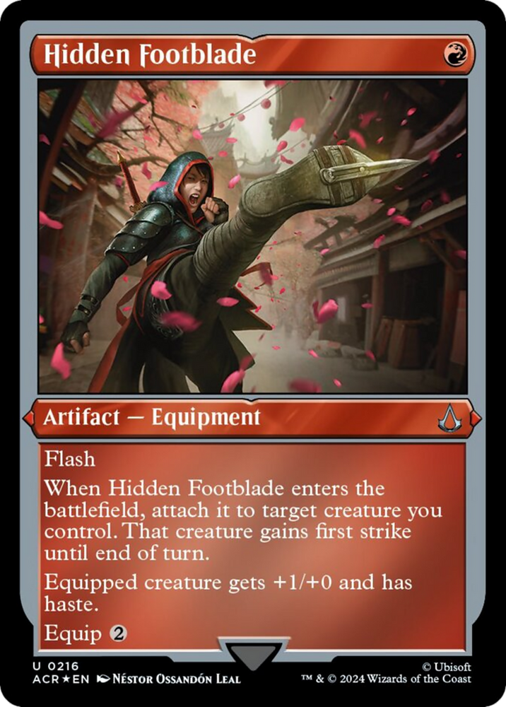 Hidden Footblade (Foil Etched) [Assassin's Creed] Magic: The Gathering