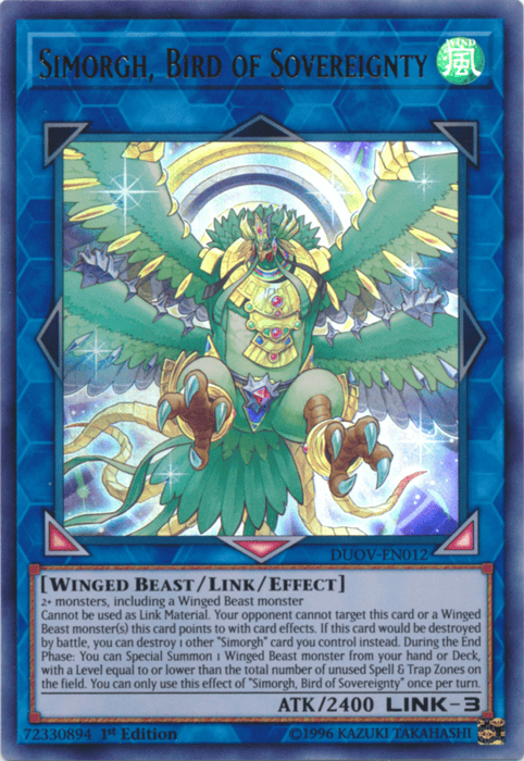 Simorgh, Bird of Sovereignty [DUOV-EN012] Ultra Rare - Yugioh Cards For Your TCG Needs!