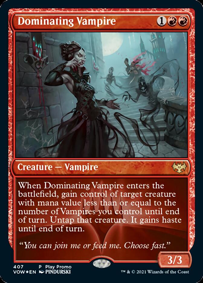 Dominating Vampire (Play Promo) [Innistrad: Crimson Vow Promos] Magic: The Gathering