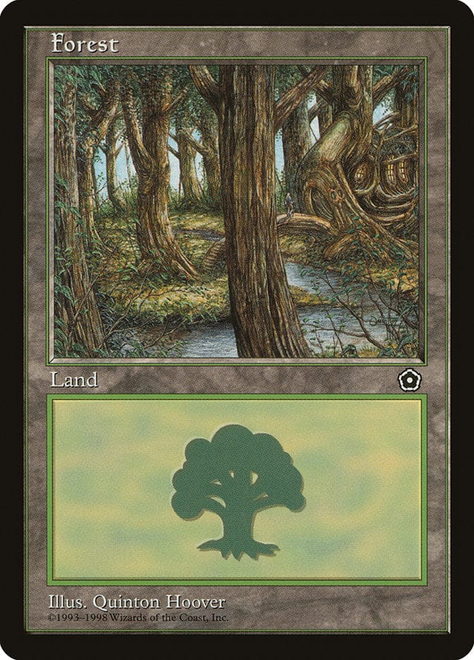 Forest (Treehouse on Right / Black Signature) [Portal Second Age] Magic: The Gathering