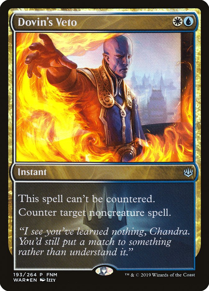 Dovin's Veto (FNM) [War of the Spark Promos] Magic: The Gathering