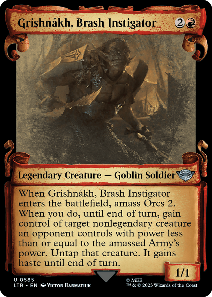 Grishnakh, Brash Instigator [The Lord of the Rings: Tales of Middle-Earth Showcase Scrolls] Magic: The Gathering