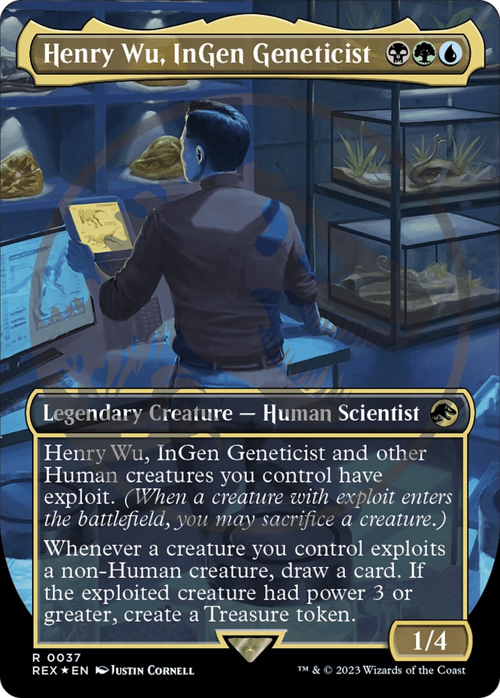 Henry Wu, InGen Geneticist (Emblem) (Borderless) [Jurassic World Collection Tokens] Magic: The Gathering