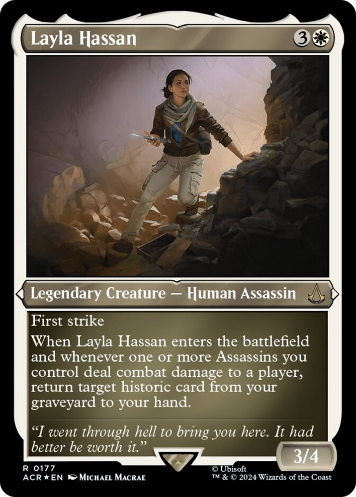 Layla Hassan (Foil Etched) [Assassin's Creed] Magic: The Gathering