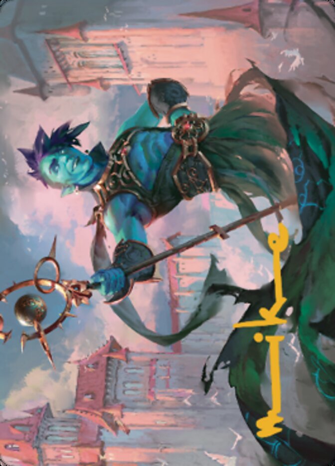Haughty Djinn Art Card (Gold-Stamped Signature) [Dominaria United Art Series] Magic: The Gathering