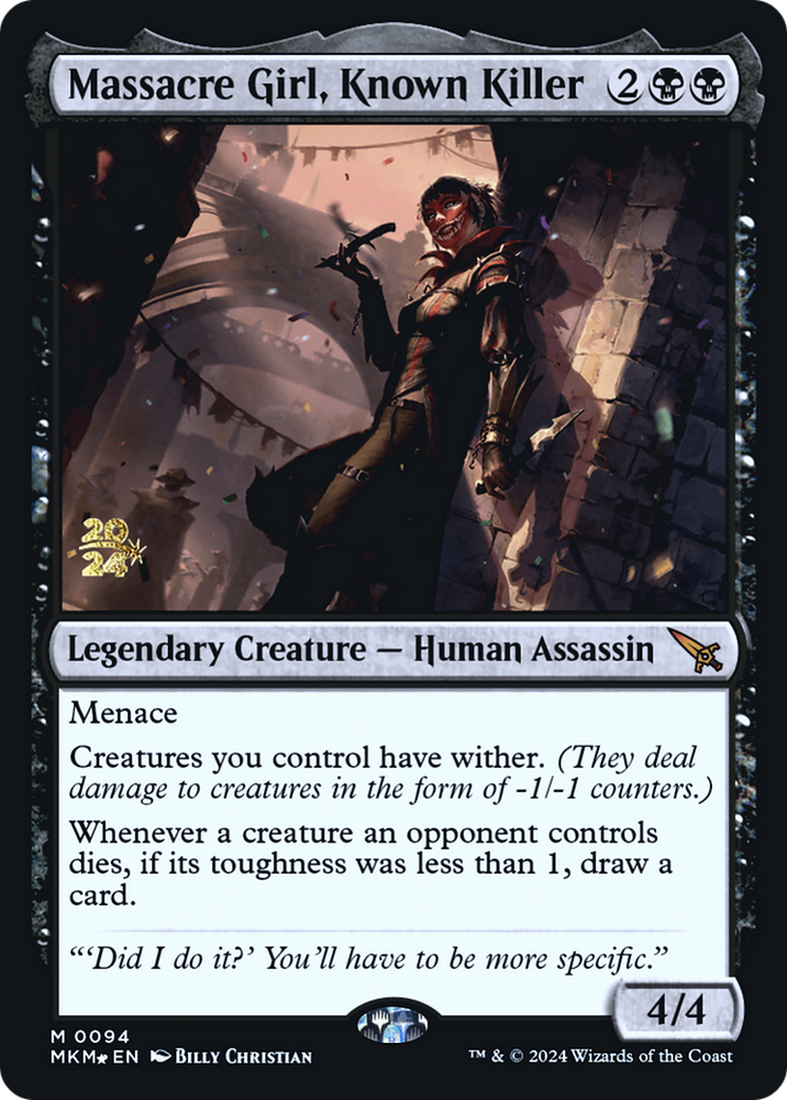 Massacre Girl, Known Killer [Murders at Karlov Manor Prerelease Promos] Magic: The Gathering