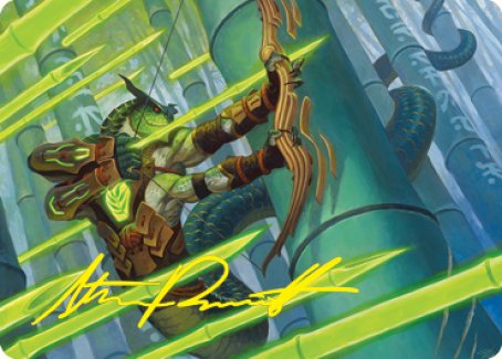 Bamboo Grove Archer Art Card (Gold-Stamped Signature) [Kamigawa: Neon Dynasty Art Series] Magic: The Gathering