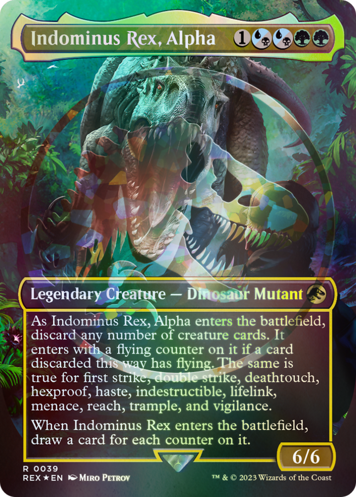 Indominus Rex, Alpha (Emblem) (Borderless) [Jurassic World Collection Tokens] Magic: The Gathering