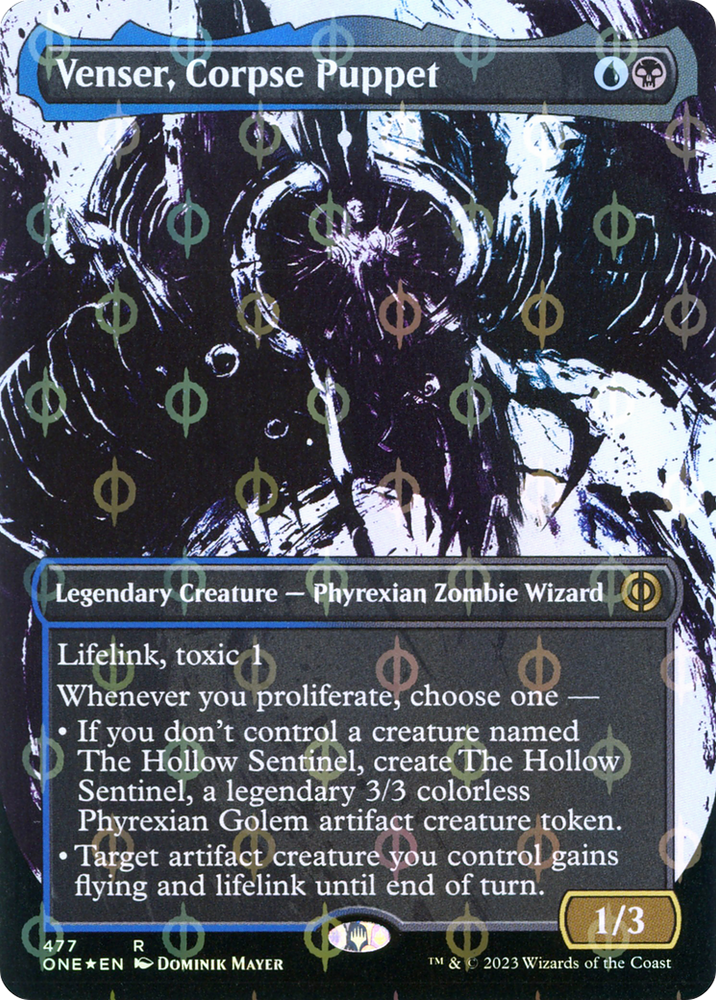 Venser, Corpse Puppet (Borderless Ichor Step-and-Compleat Foil) [Phyrexia: All Will Be One] Magic: The Gathering