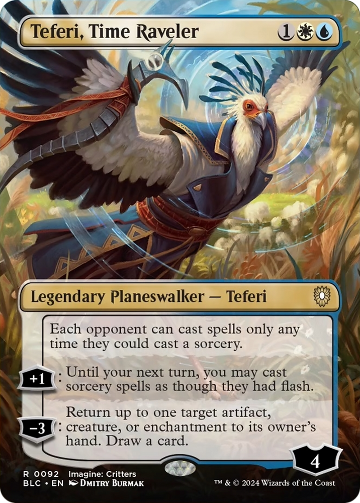 Teferi, Time Raveler (Borderless) [Bloomburrow Commander] Magic: The Gathering