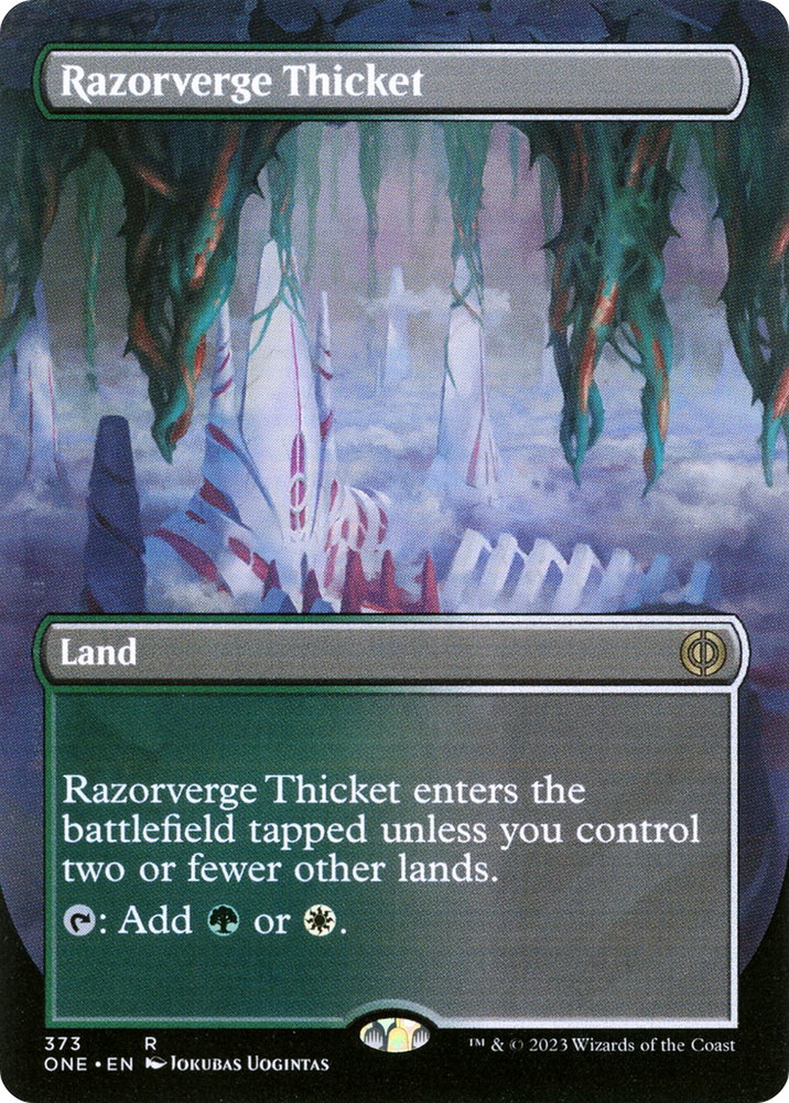 Razorverge Thicket (Borderless Alternate Art) [Phyrexia: All Will Be One] Magic: The Gathering