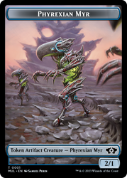 Phyrexian Myr // Wrenn and Realmbreaker Emblem Double-Sided Token [March of the Machine Tokens] Magic: The Gathering