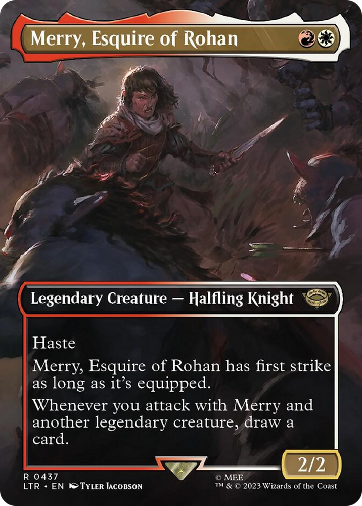 Merry, Esquire of Rohan (Borderless Alternate Art) [The Lord of the Rings: Tales of Middle-Earth] Magic: The Gathering