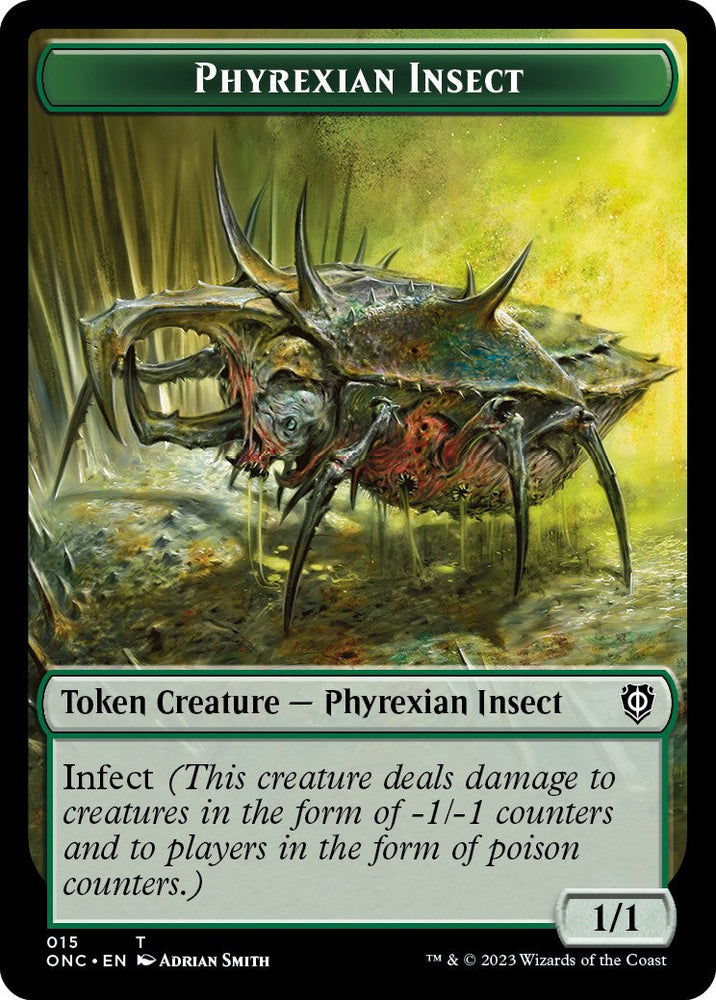 Phyrexian Wurm // Phyrexian Insect Double-Sided Token [Phyrexia: All Will Be One Commander Tokens] Magic: The Gathering