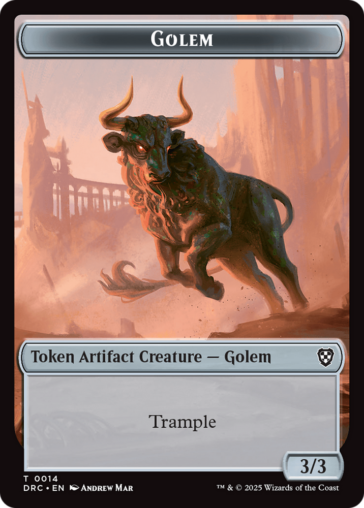 Golem (0014) // Thopter (0010) Double-Sided Token [Aetherdrift Commander Tokens] Magic: The Gathering