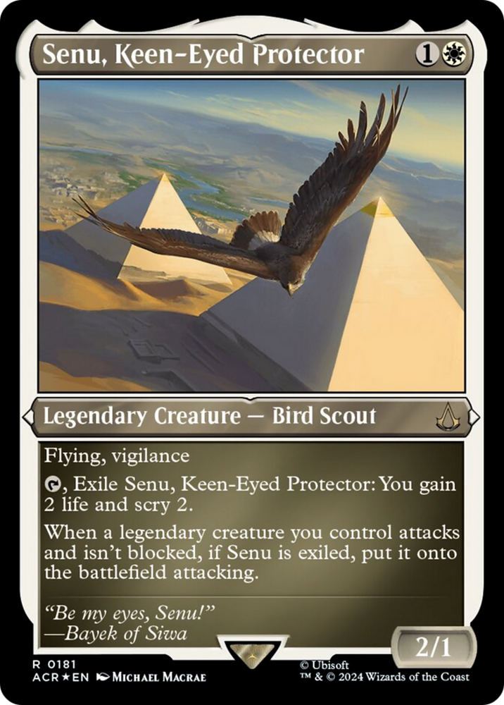 Senu, Keen-Eyed Protector (Foil Etched) [Assassin's Creed] Magic: The Gathering