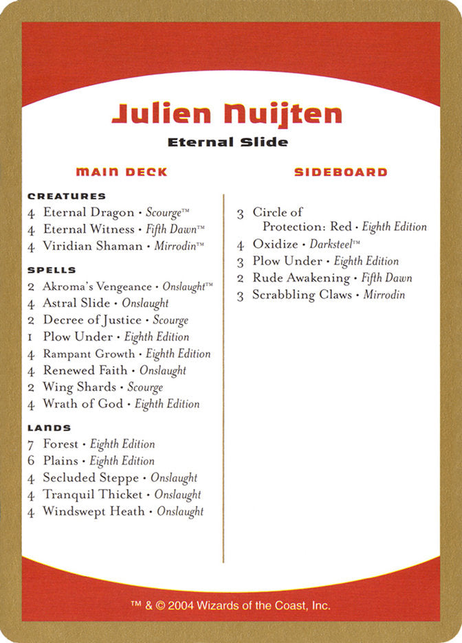 Julien Nuijten Decklist [World Championship Decks 2004] Magic: The Gathering