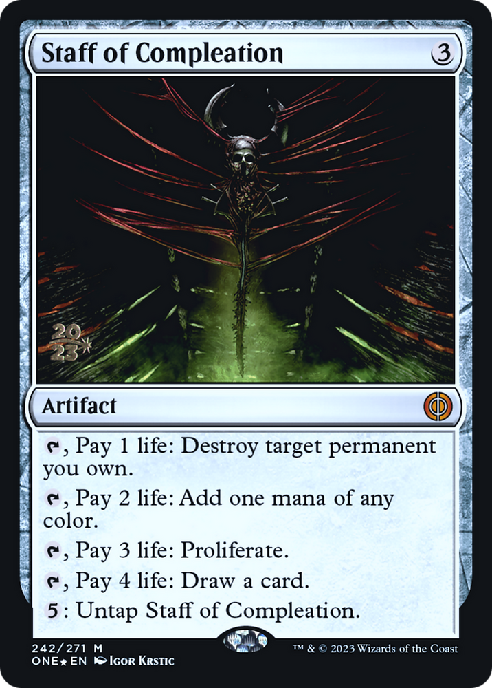 Staff of Compleation [Phyrexia: All Will Be One Prerelease Promos] Magic: The Gathering