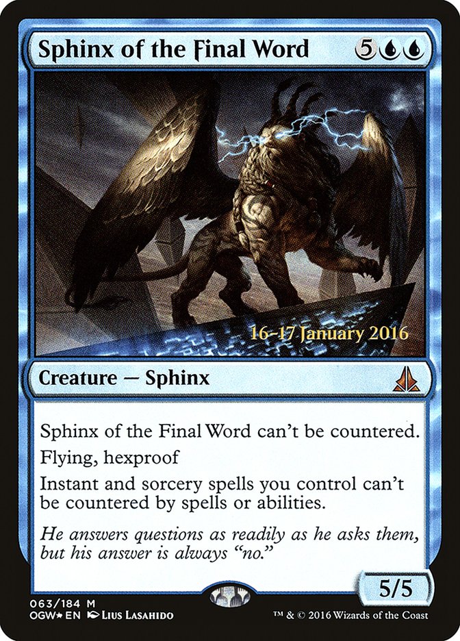 Sphinx of the Final Word [Oath of the Gatewatch Prerelease Promos] Magic: The Gathering