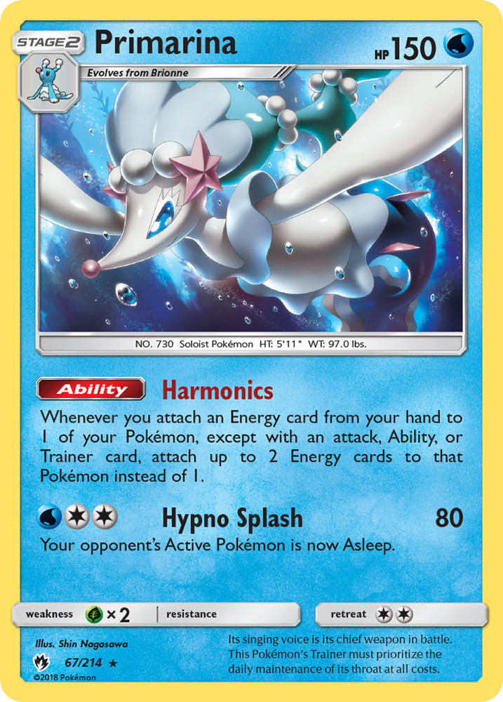 Primarina (67/214) [Sun & Moon: Lost Thunder] Pokémon