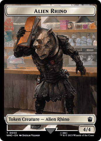 Alien Rhino // Alien Salamander Double-Sided Token (Surge Foil) [Doctor Who Tokens] Magic: The Gathering