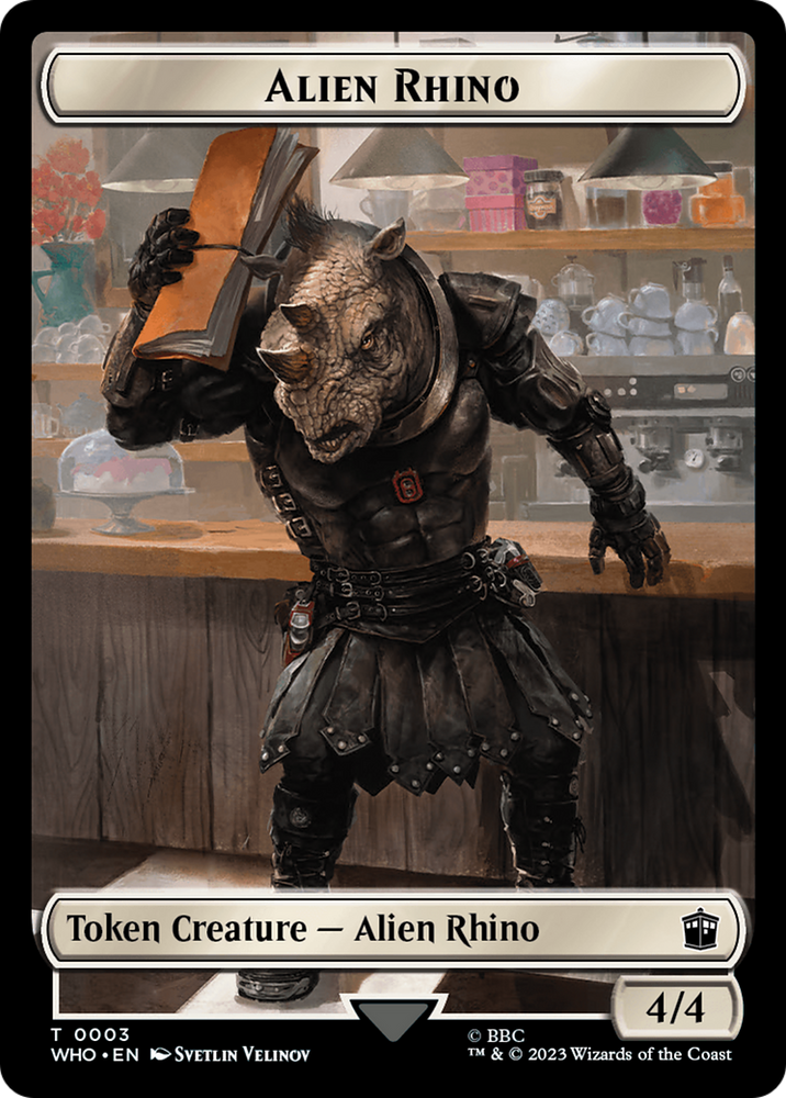 Alien Rhino // Mutant Double-Sided Token [Doctor Who Tokens] Magic: The Gathering