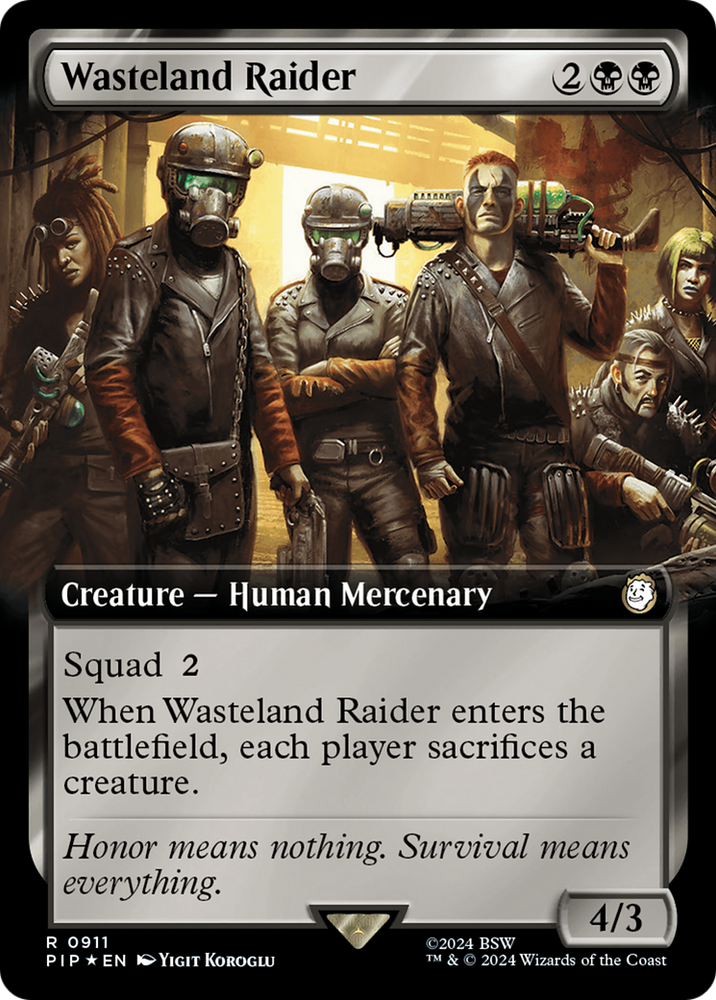Wasteland Raider (Extended Art) (Surge Foil) [Fallout] Magic: The Gathering