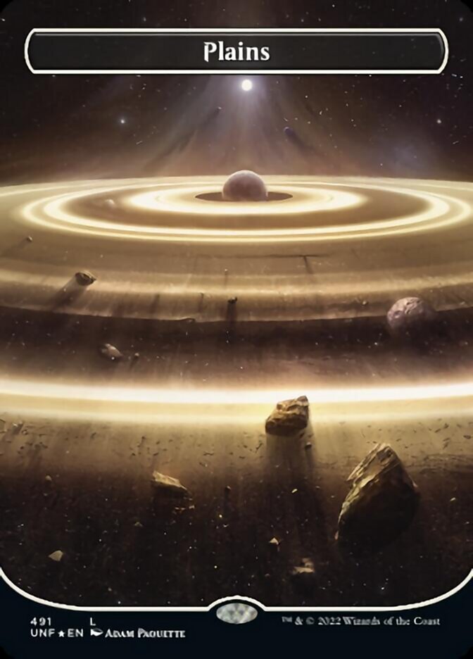 Plains (491) (Orbital Space-ic Land) (Galaxy Foil) [Unfinity] Magic: The Gathering