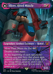 Slicer, Hired Muscle // Slicer, High-Speed Antagonist (Shattered Glass) [Transformers] Magic: The Gathering